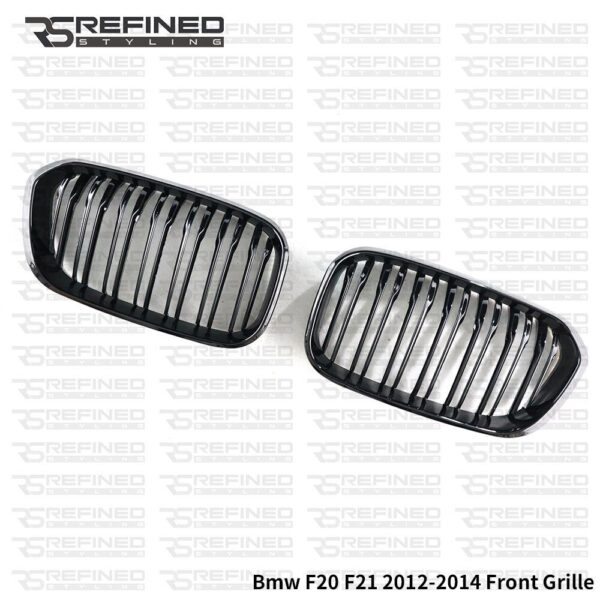 GLOSS BLACK FRONT KIDNEY GRILL GRILLE 2015+ BMW 1 SERIES LCI F20 F21 TWIN SLAT