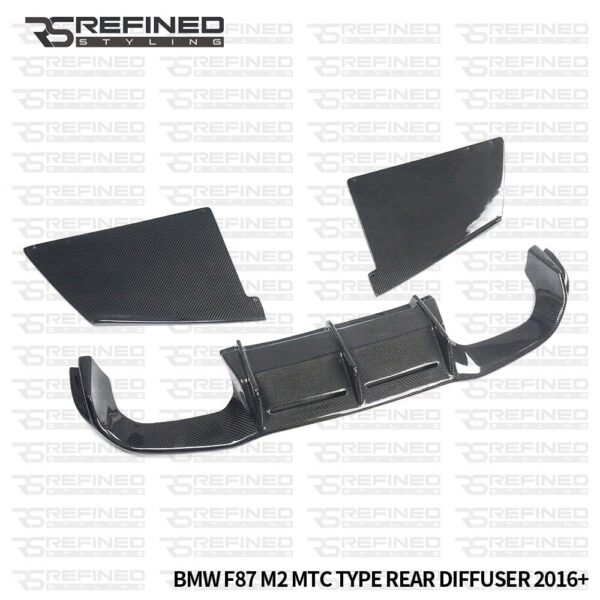 BMW M2 F87 REAL CARBON FIBRE MTC STYLE REAR BUMPER DIFFUSER 3 PIECE UK SELLER