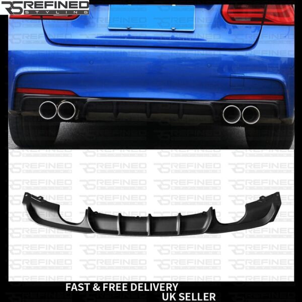 BMW F30 M STYLE PERFORMANCE DIFFUSER 4 TIP QUAD EXHAUST REAR VALANCE GLOSS BLACK