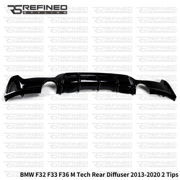 BMW F32 F33 F36 TWIN 2 TIP EXHAUST (FOR 440i) REAR DIFFUSER GLOSS BLACK