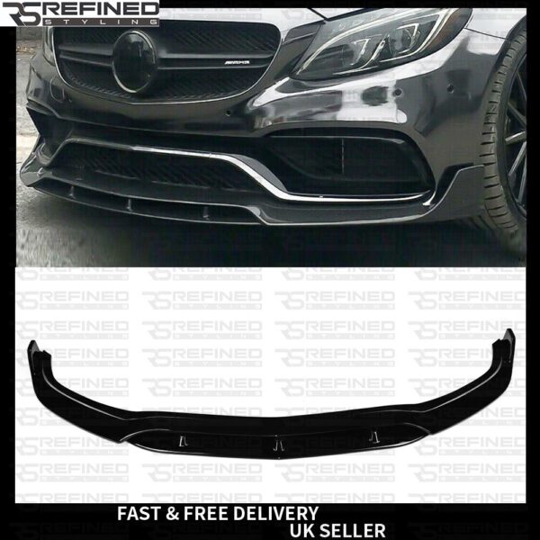 FOR MERCEDES C63 W205 C205 S205 BBS F1 LOOK GLOSS BLACK FRONT SPLITTER LIP 15+