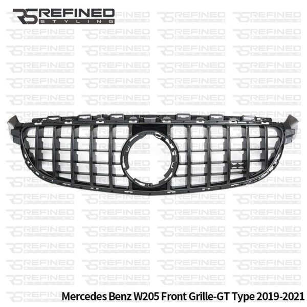 FOR MERCEDES C CLASS AMG W205 C205 GLOSS BLACK FRONT GRILLE GT R STYLE 2019+