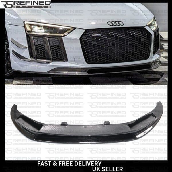 Audi R8 V10 Plus GEN 2 Coupe Real Carbon Fibre Front Splitter Lip V Style 16+
