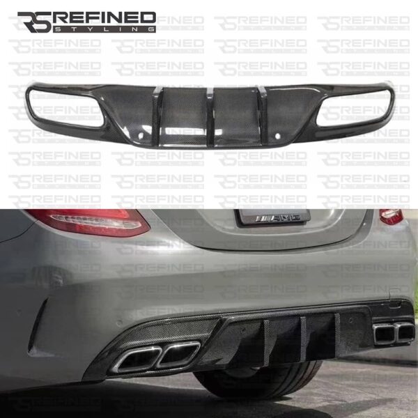 MERCEDES C63 AMG C CLASS W205 SALOON REAL CARBON FIBRE REAR DIFFUSER OTM TYPE