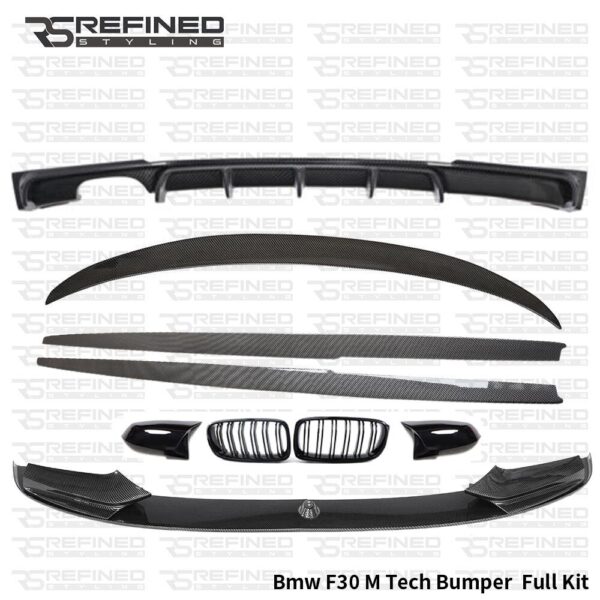 BMW F30 M STYLE PERFORMANCE BODY KIT CARBON LOOK FRONT LIP REAR SPOILER SKIRT