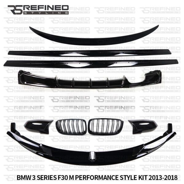 BMW F30 M STYLE PERFORMANCE BODY KIT FRONT SPLITER REAR DIFFUSER SPOILER SKIRT