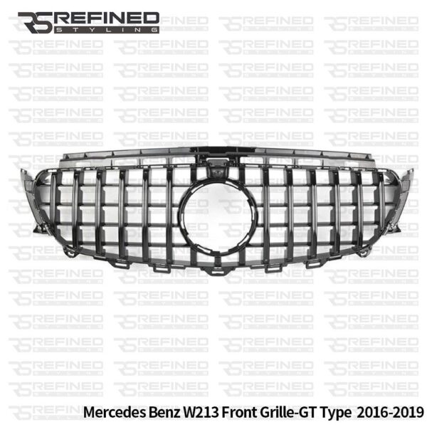 FOR MERCEDES E CLASS AMG W213 C213 GLOSS BLACK FRONT BUMPER GRILLE GT R STYLE