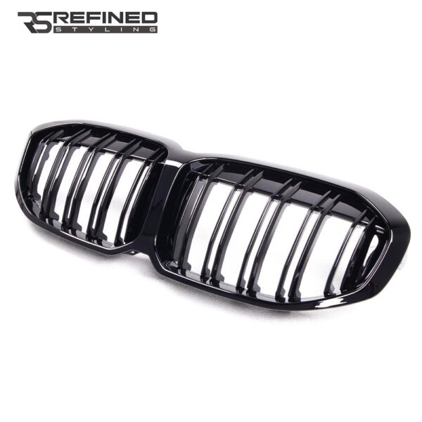 DOUBLE SLAT GLOSS BLACK FRONT KIDNEY GRILL GRILLE 2020 BMW 1 SERIES F40 TWIN UK