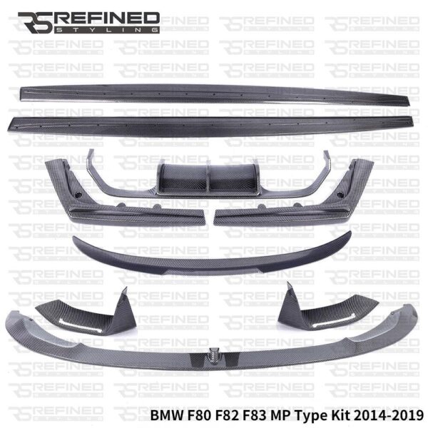 BMW M3 M4 F80 F82 F83 FRONT SPLITTER SPOILER CARBON LOOK KIT DIFFUSER SIDE M
