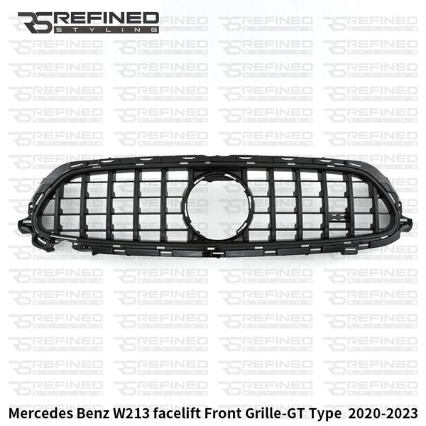 FOR MERCEDES E CLASS AMG W213 C213 GLOSS BLACK FRONT GRILLE GT R STYLE 2020+