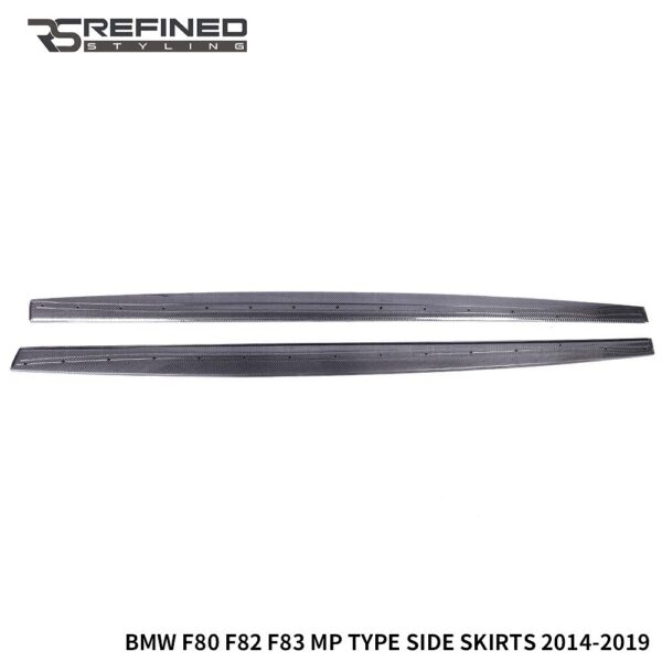 FOR BMW M3 M4 F80 F82 F83 CARBON FIBRE LOOK SIDE SKIRT EXTENSION BLADE LIP 2014+