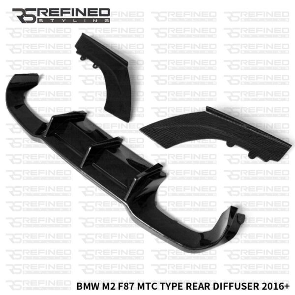 FOR BMW M2 F87 REAR BUMPER DIFFUSER SPLITTER SPOILER CARBON LOOK MTC STYLE
