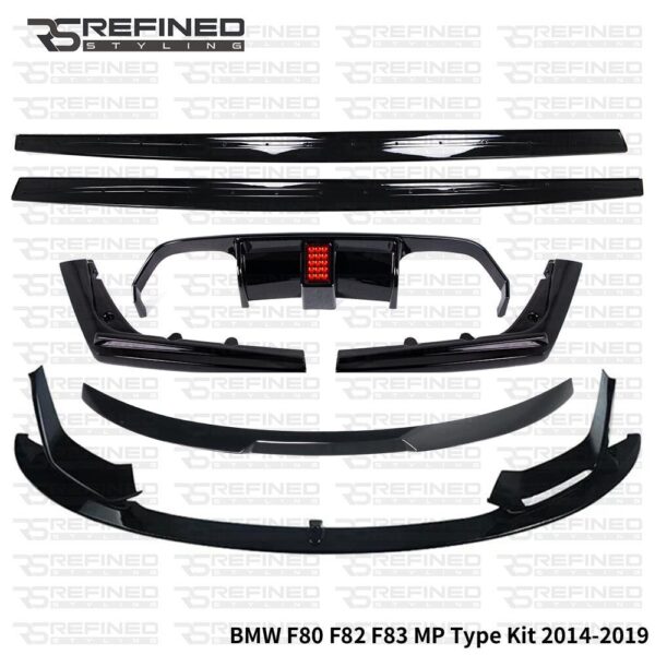 BMW M3 M4 F80 F82 F83 FRONT SPLITTER SPOILER GLOSS BLACK KIT LED DIFFUSER SIDE M