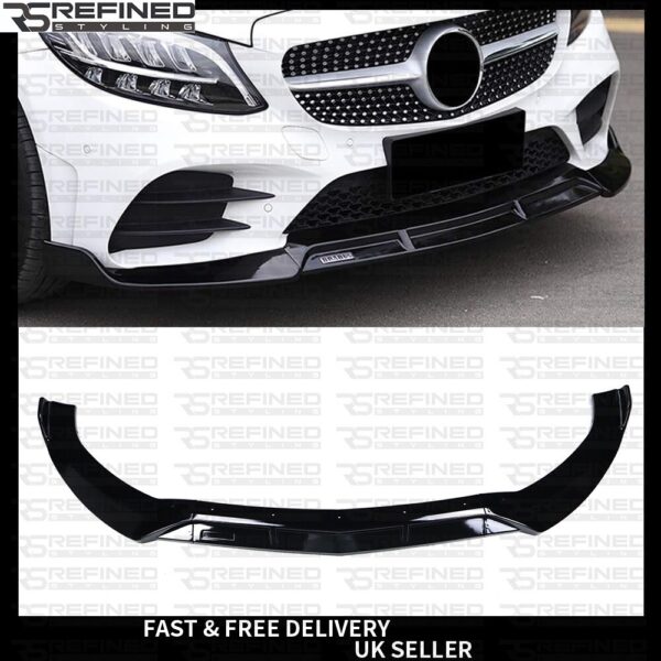 FOR MERCEDES C CLASS W205 C205 S205 BBS F1 LOOK GLOSS BLK FRONT SPLITTER LIP 19+